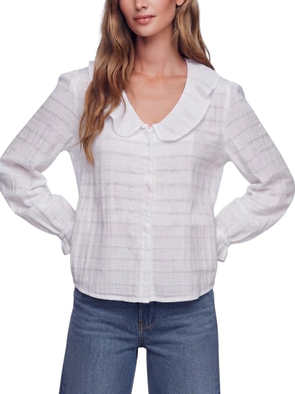 Cloth & Stone NWOT Blouse Ruffle Collar Anthropologie Top Shirt